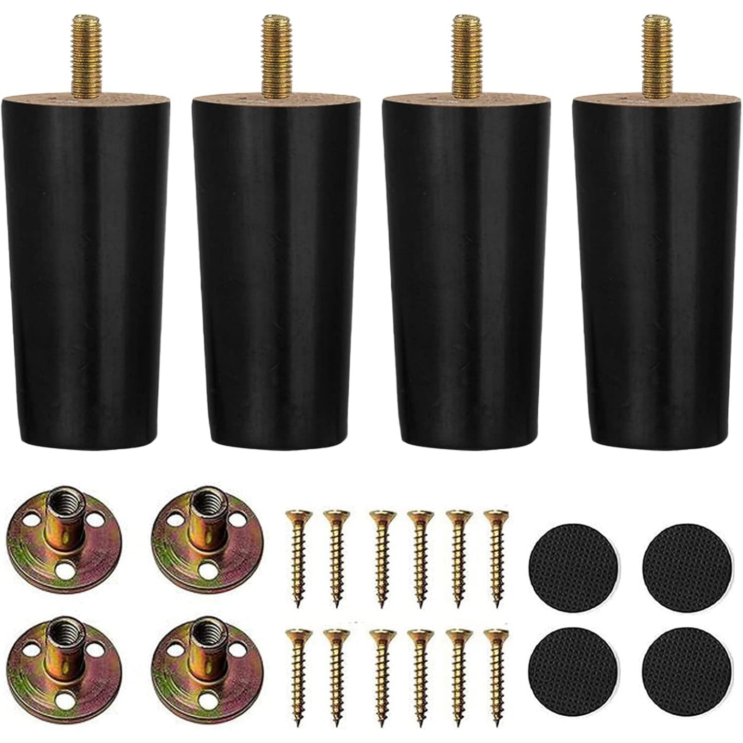 Set di 4 piedini in legno di faggio neri altezza 10 cm