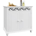 Mobile Multiuso Stile Country con 2 Ante e 2 Scomparti per Bagno Ingresso Cucina Soggiorno Bianco