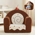 Divanetto Mini Sherpa per Bambini con Cuscino Coordinato Marrone