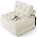 Divano Letto Singolo 2 in 1 Pieghevole in Velluto a Coste Salvaspazio per Monolocale e Camera Ospiti Beige 85 x 170 cm