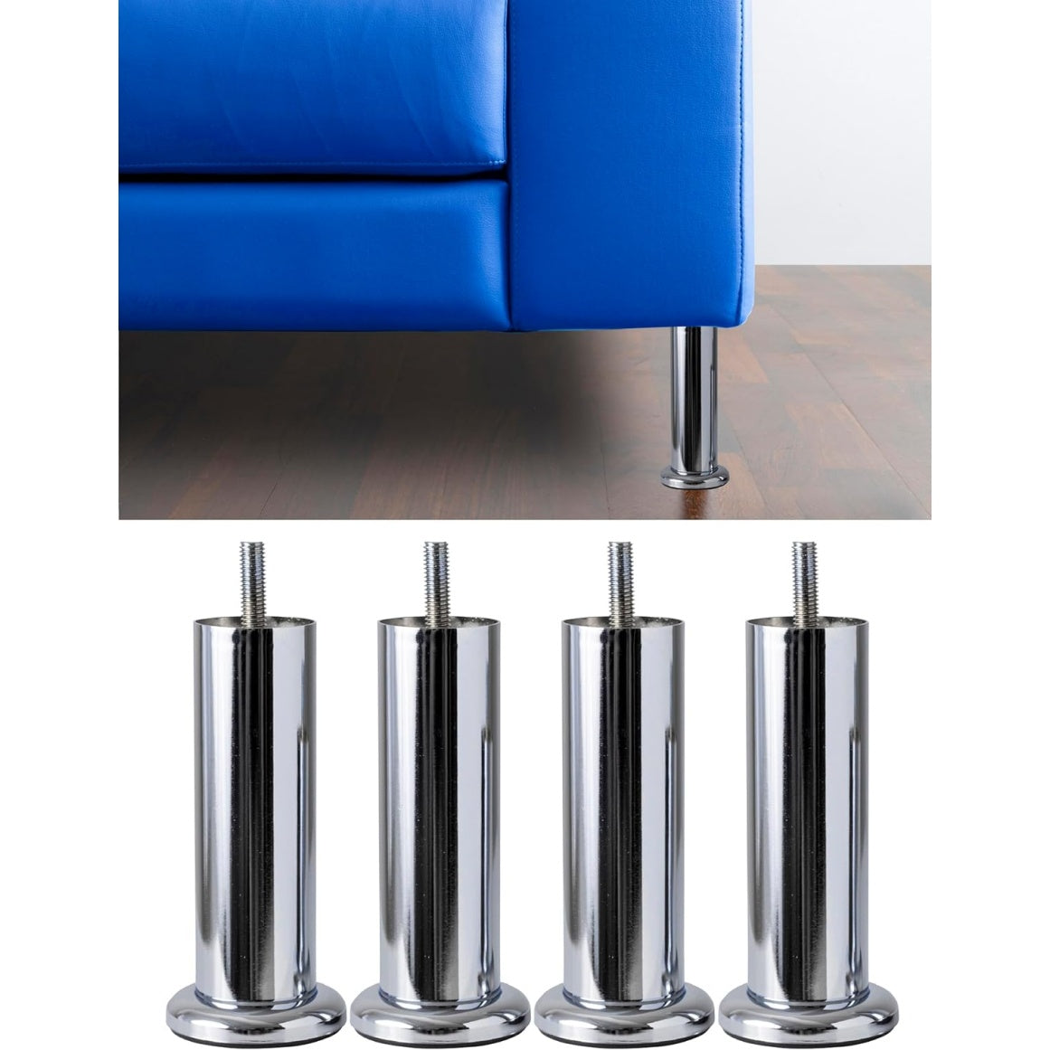 Piedini per Divani e Mobili in Ferro Cromato con Base Design Minimal Set da 4 Altezza 150 mm