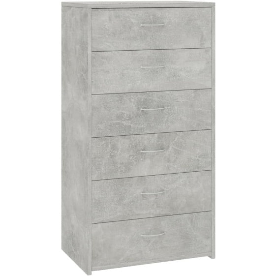 Credenza con 6 Cassetti Finitura Grigio Cemento 50 x 34 x 96 cm