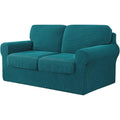 Set Completo Copridivano Jacquard Elasticizzato 5 Pezzi con Cuscini Blu