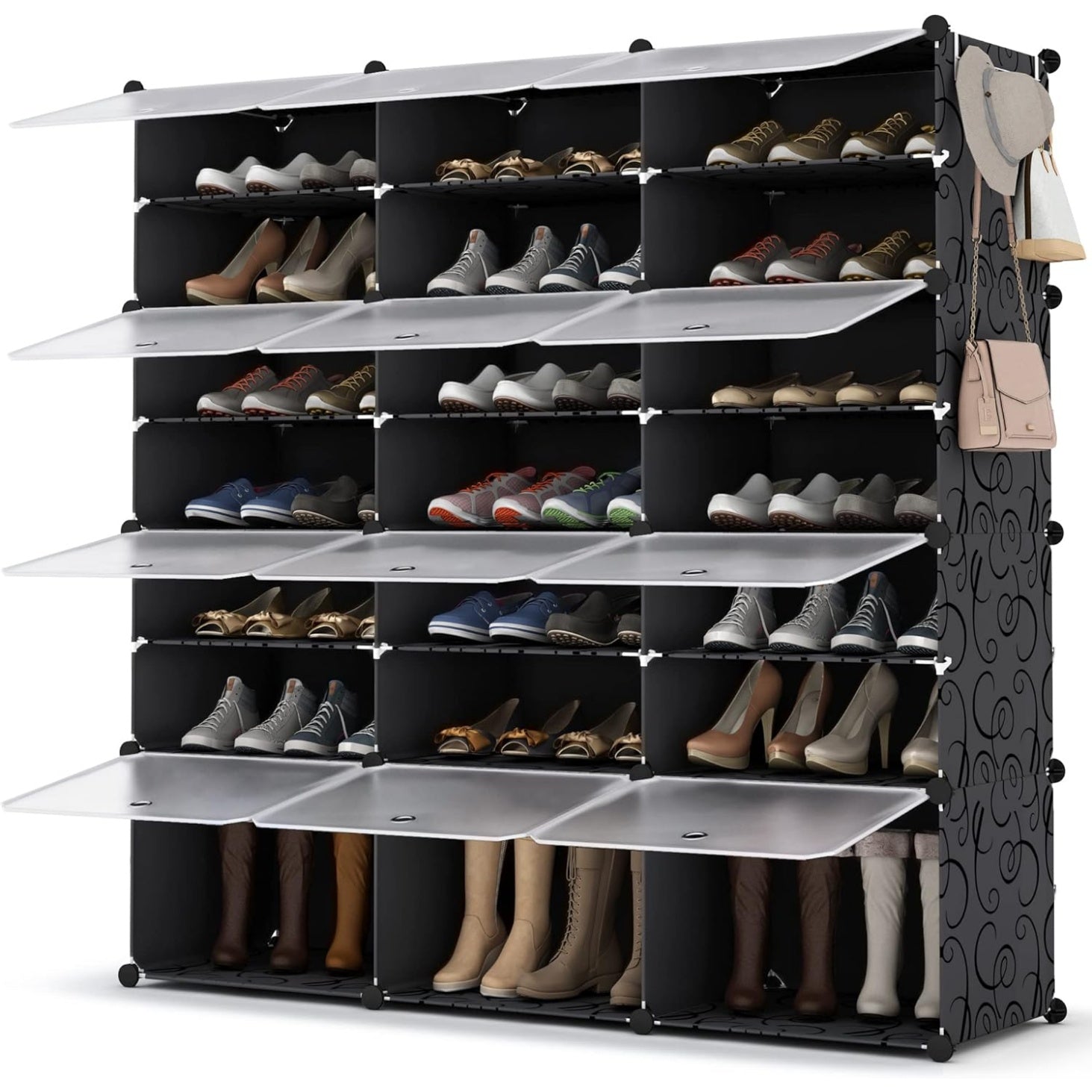 Scarpiera a 7 Livelli per Fino a 42 Paia di Scarpe Nera